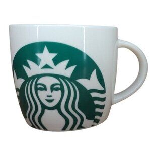 Starbucks 14 Fl Oz White Ceramic Coffee Mug With Green Siren Logo